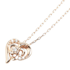 ヨンドシー K10PG ピンクゴールド ダイヤ ハート モチーフ ペンダントネックレス レディース 4℃ 【中古】