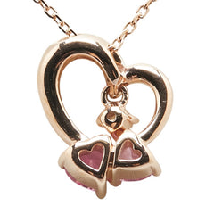ヨンドシー K10PG ピンクゴールド 合成サファイア トパーズ ハート モチーフ ペンダントネックレス レディース 4℃ 【中古】
