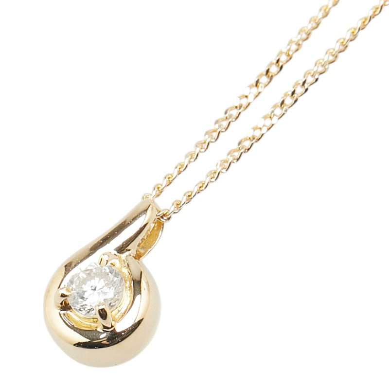 K18YG イエローゴールド ダイヤ0.13ct 1P プチ ペンダントネックレス レディース 【中古】