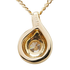 K18YG イエローゴールド ダイヤ0.13ct 1P プチ ペンダントネックレス レディース 【中古】