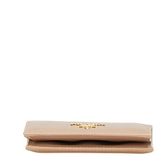 プラダ サフィアーノ カードケース パスケース ベージュ レザー レディース PRADA 【中古】