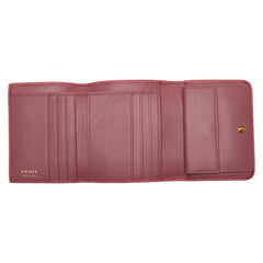 プラダ 三つ折り財布 ピンク レザー レディース PRADA 【中古】
