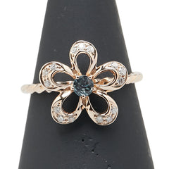 K18PG ピンクゴールド アレキサンドライト0.14ct ダイヤ0.14ct 花 フラワー モチーフ リング 指輪 レディース 10号 【中古】