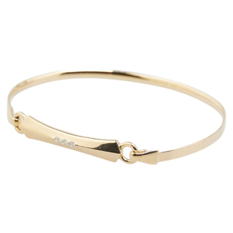 K18YG イエローゴールド ダイヤ0.04ｃｔ プレート バングル レディース 【中古】