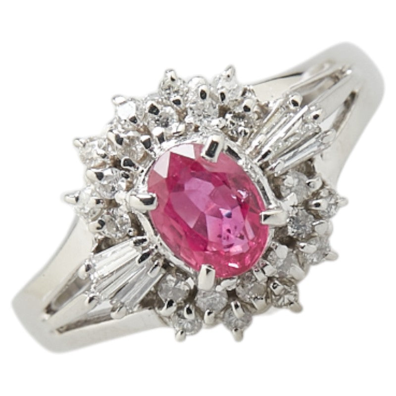 Pt900 プラチナ ルビー0.59ct ダイヤ0.25ct リング 指輪 レディース 8号 【中古】
