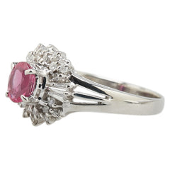 Pt900 プラチナ ルビー0.59ct ダイヤ0.25ct リング 指輪 レディース 8号 【中古】
