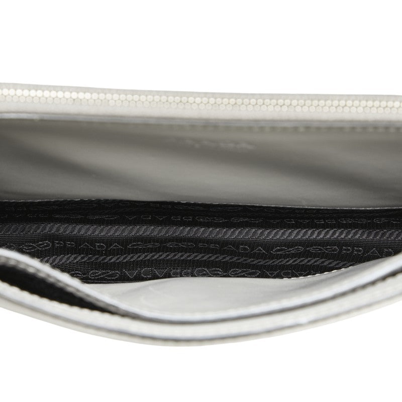 プラダ スタッズ 斜め掛け ショルダーバッグ グレー レザー レディース PRADA 【中古】