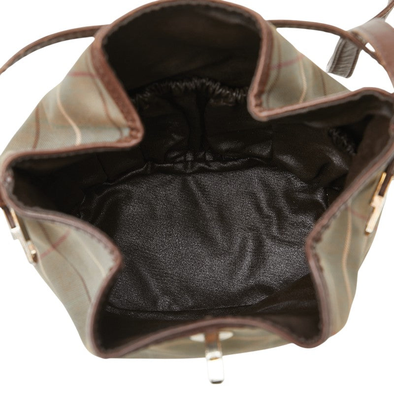 バーバリー チェック 斜め掛け ショルダーバッグ カーキ ブラウン キャンバス レザー レディース BURBERRY 【中古】