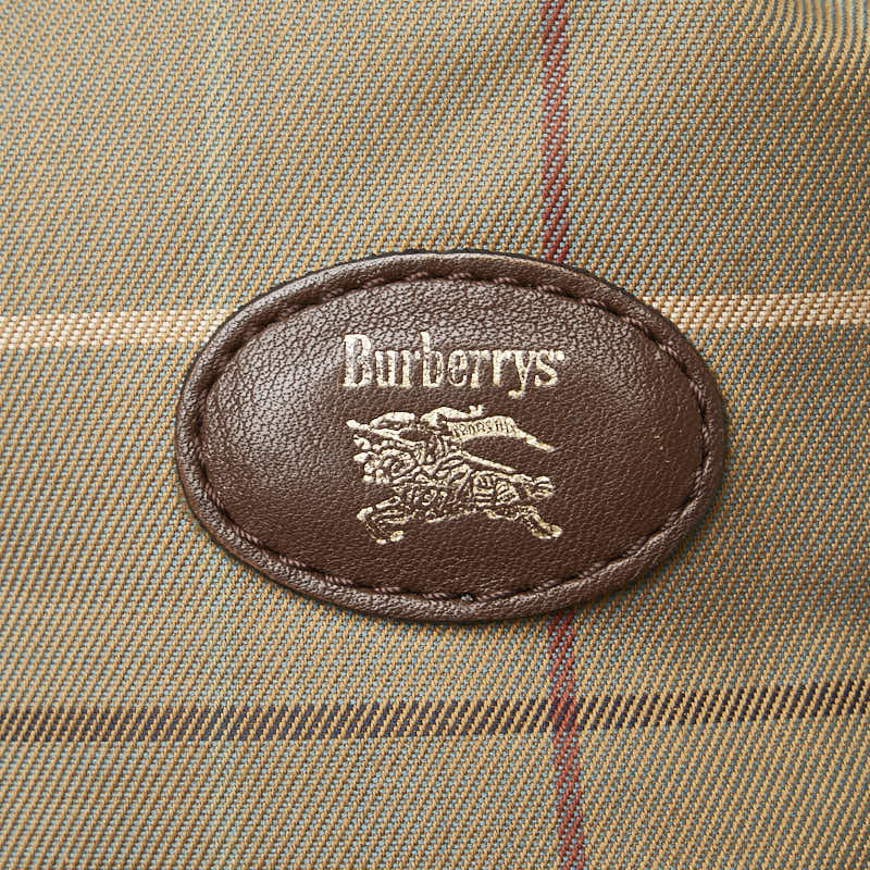 バーバリー チェック 斜め掛け ショルダーバッグ カーキ ブラウン キャンバス レザー レディース BURBERRY 【中古】