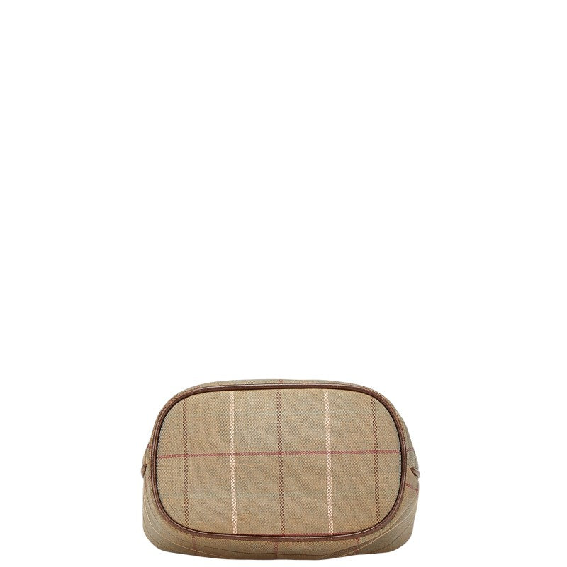 バーバリー チェック 斜め掛け ショルダーバッグ カーキ ブラウン キャンバス レザー レディース BURBERRY 【中古】