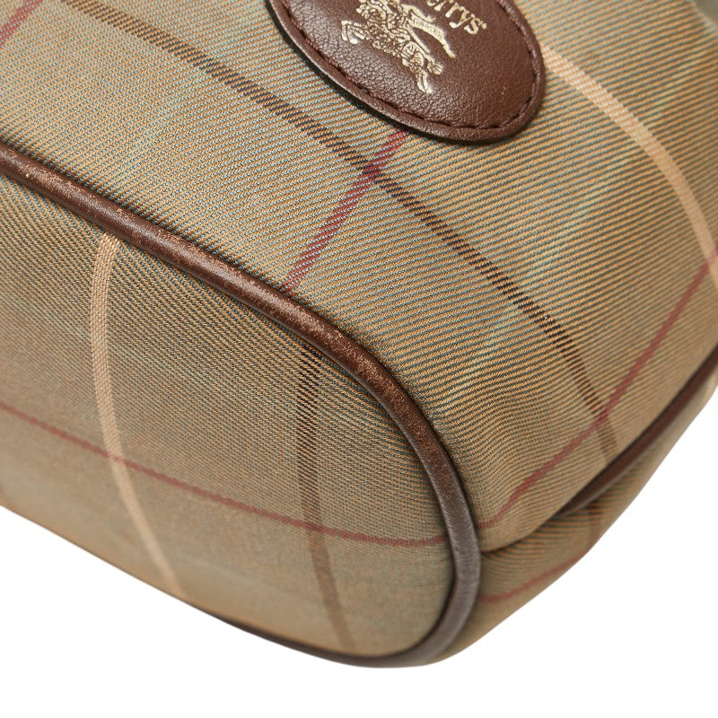 バーバリー チェック 斜め掛け ショルダーバッグ カーキ ブラウン キャンバス レザー レディース BURBERRY 【中古】