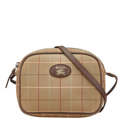 バーバリー チェック 斜め掛け ショルダーバッグ カーキ ブラウン マルチカラー レザー ナイロンキャンバス レディース BURBERRY 【中古】