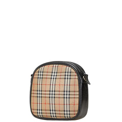 バーバリー ノバチェック シャドーホース ショルダーバッグ ベージュ ブラック キャンバス レザー レディース BURBERRY 【中古】