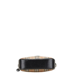 バーバリー ノバチェック シャドーホース ショルダーバッグ ベージュ ブラック キャンバス レザー レディース BURBERRY 【中古】
