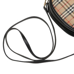 バーバリー ノバチェック シャドーホース ショルダーバッグ ベージュ ブラック キャンバス レザー レディース BURBERRY 【中古】
