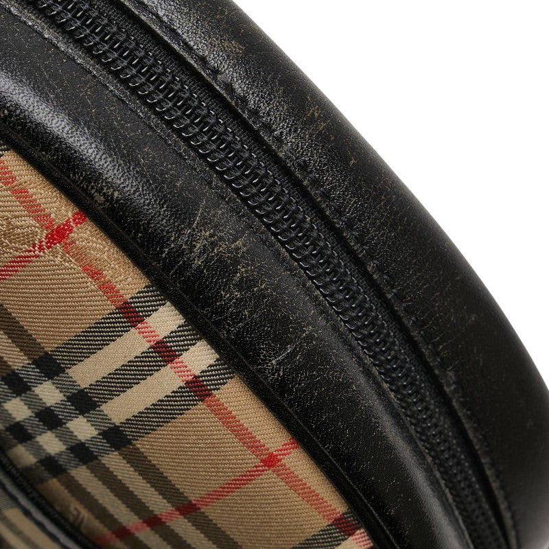 バーバリー ノバチェック シャドーホース ショルダーバッグ ベージュ ブラック キャンバス レザー レディース BURBERRY 【中古】