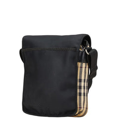 バーバリー ノバチェック ショルダーバッグ ブラック ベージュ ナイロン レザー レディース BURBERRY 【中古】