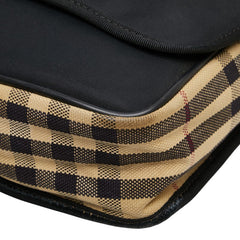 バーバリー ノバチェック ショルダーバッグ ブラック ベージュ ナイロン レザー レディース BURBERRY 【中古】