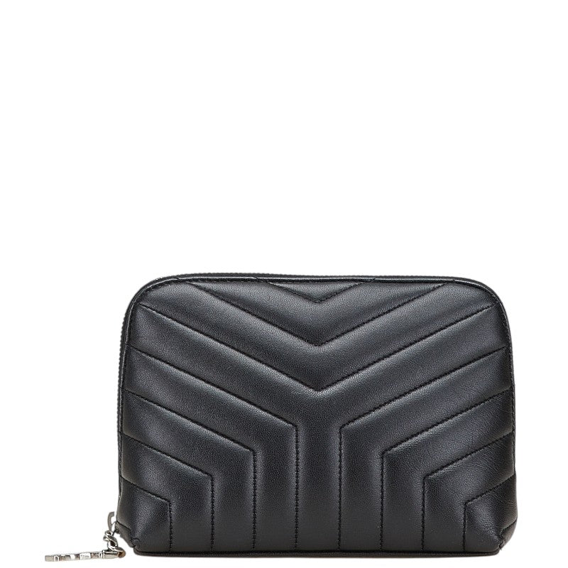 サンローラン キルティング　 ポーチ コスメポーチ 504665 ブラック レザー レディース SAINT LAURENT 【中古】