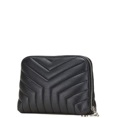 サンローラン キルティング　 ポーチ コスメポーチ 504665 ブラック レザー レディース SAINT LAURENT 【中古】