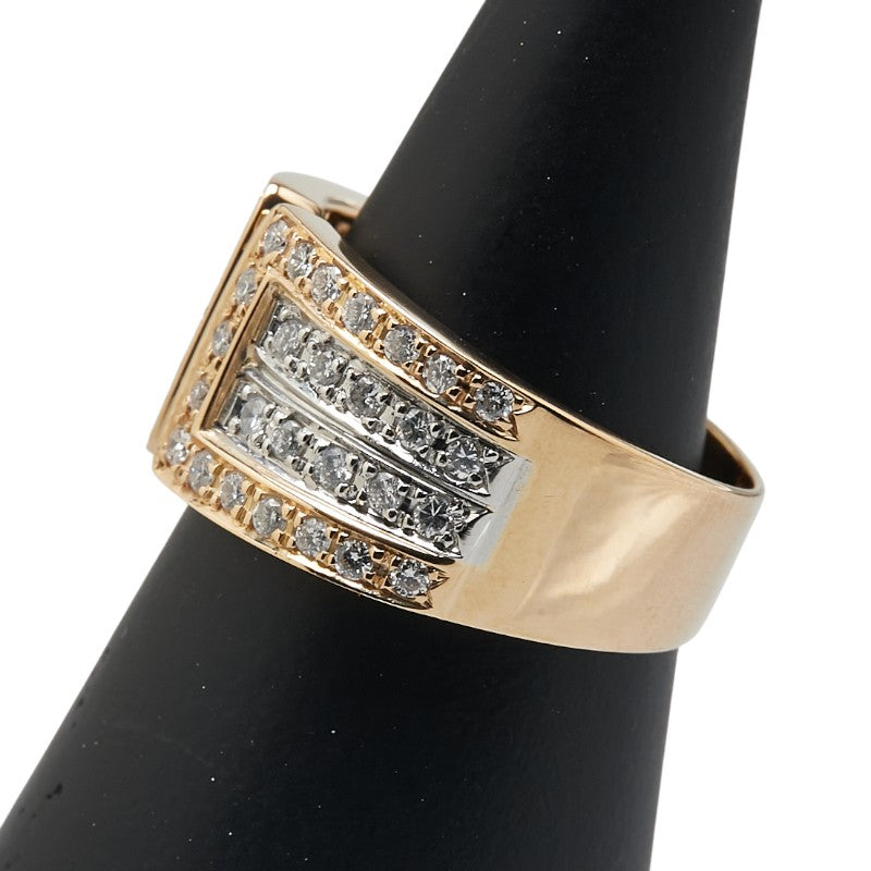 K18YG イエローゴールド Pt900 プラチナ コンビ ダイヤ0.54ct リング 指輪 レディース 10.5号 【中古】