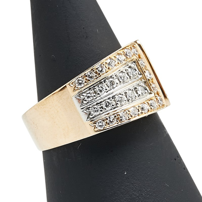 K18YG イエローゴールド Pt900 プラチナ コンビ ダイヤ0.54ct リング 指輪 レディース 10.5号 【中古】
