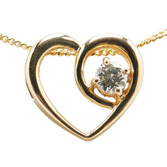 K18YG イエローゴールド ダイヤ0.11ct ハート モチーフ ペンダントネックレス レディース 【中古】