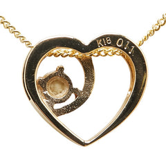 K18YG イエローゴールド ダイヤ0.11ct ハート モチーフ ペンダントネックレス レディース 【中古】