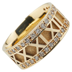 K18YG イエローゴールド ダイヤ0.47ct ローマ数字 刻印 リング 指輪 レディース 11号 【中古】