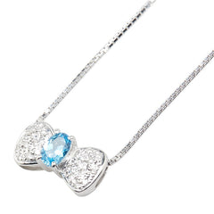K18WG ホワイトゴールド ダイヤ0.16ct リボン モチーフ ネックレス レディース 【中古】