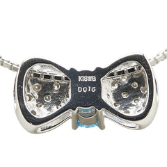 K18WG ホワイトゴールド ダイヤ0.16ct リボン モチーフ ネックレス レディース 【中古】
