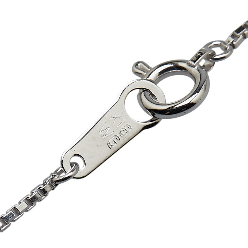 K18WG ホワイトゴールド ダイヤ0.16ct リボン モチーフ ネックレス レディース 【中古】
