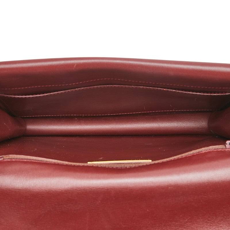 カルティエ マストライン 斜め掛け ショルダーバッグ ワインレッド ボルドー レザー レディース CARTIER 【中古】