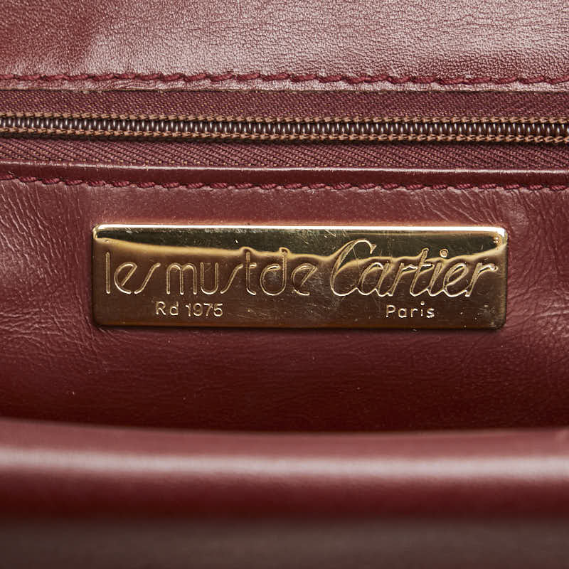 カルティエ マストライン 斜め掛け ショルダーバッグ ワインレッド ボルドー レザー レディース CARTIER 【中古】