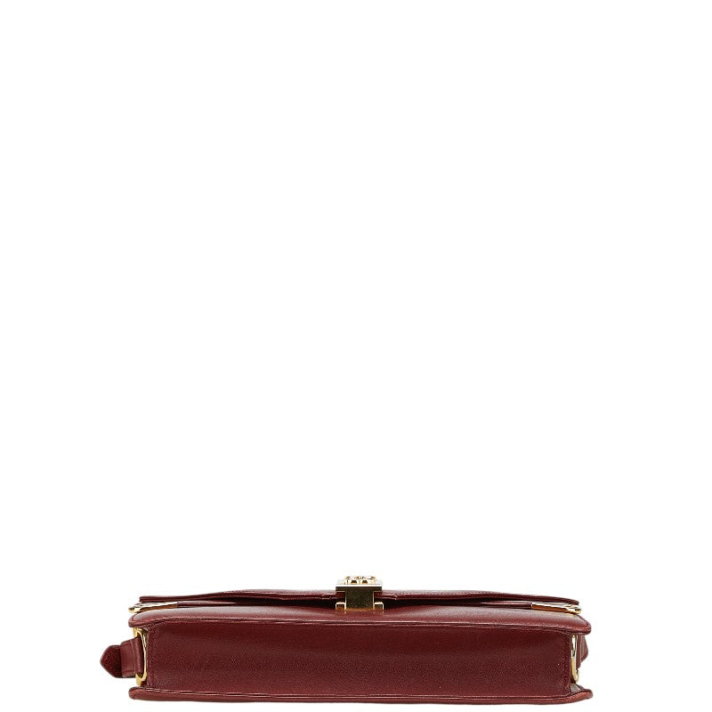 カルティエ マストライン 斜め掛け ショルダーバッグ ワインレッド ボルドー レザー レディース CARTIER 【中古】