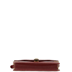 カルティエ マストライン 斜め掛け ショルダーバッグ ワインレッド ボルドー レザー レディース CARTIER 【中古】