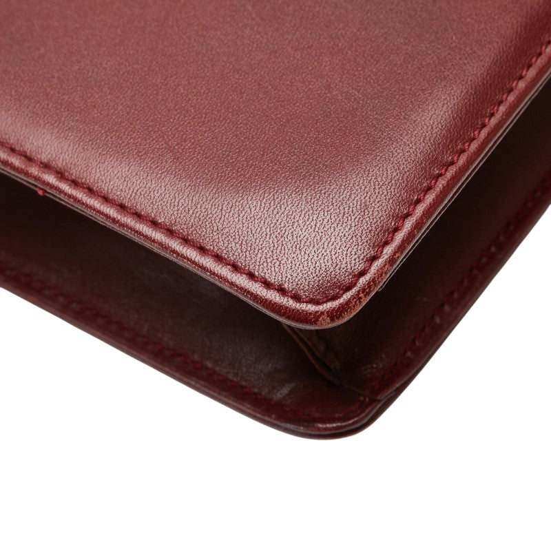 カルティエ マストライン 斜め掛け ショルダーバッグ ワインレッド ボルドー レザー レディース CARTIER 【中古】