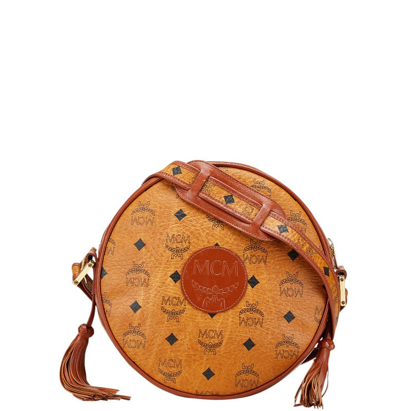 エム シー エム ヴィセトス ロゴグラム タッセル ショルダーバッグ ブラウン PVC レザー レディース MCM 【中古】