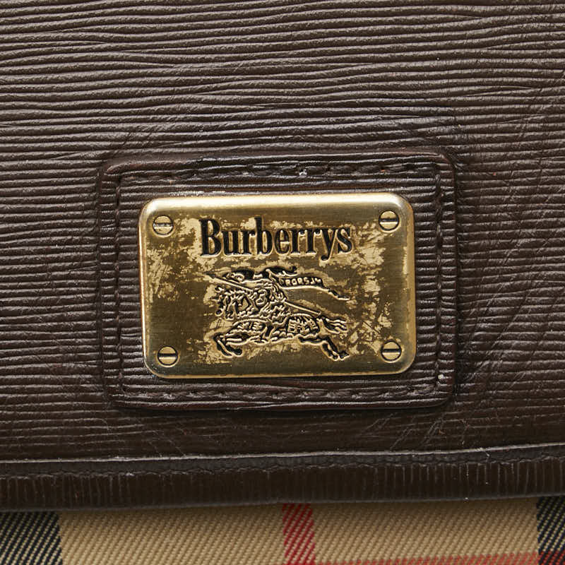 バーバリー ノバチェック シャドーホース ショルダーバッグ ベージュ ブラウン キャンバス レザー レディース BURBERRY 【中古】