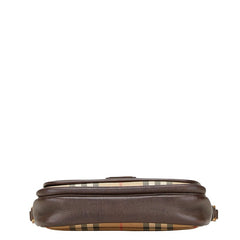 バーバリー ノバチェック シャドーホース ショルダーバッグ ベージュ ブラウン キャンバス レザー レディース BURBERRY 【中古】