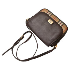 バーバリー ノバチェック シャドーホース ショルダーバッグ ベージュ ブラウン キャンバス レザー レディース BURBERRY 【中古】