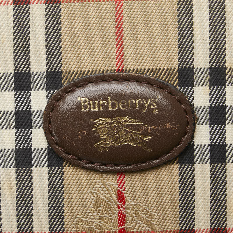 バーバリー ノバチェック シャドーホース ショルダーバッグ ベージュ ブラウン キャンバス レザー レディース BURBERRY 【中古】