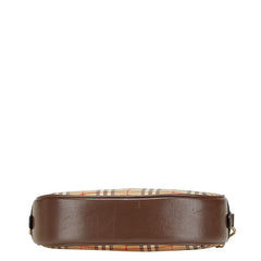 バーバリー ノバチェック シャドーホース ショルダーバッグ ベージュ ブラウン キャンバス レザー レディース BURBERRY 【中古】