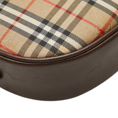 バーバリー ノバチェック シャドーホース ショルダーバッグ ベージュ ブラウン キャンバス レザー レディース BURBERRY 【中古】