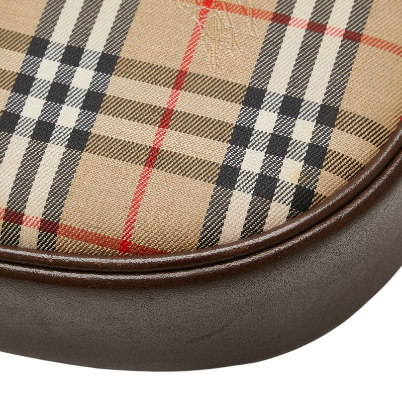 バーバリー ノバチェック シャドーホース ショルダーバッグ ベージュ ブラウン キャンバス レザー レディース BURBERRY 【中古】