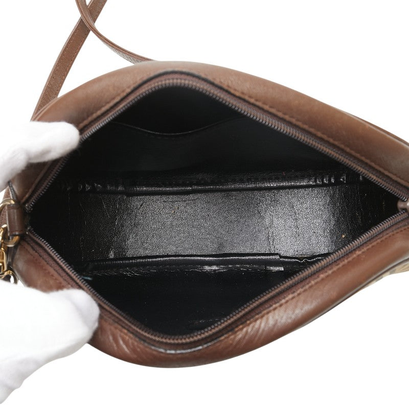 バーバリー ノバチェック シャドーホース ショルダーバッグ ベージュ ブラウン キャンバス レザー レディース BURBERRY 【中古】
