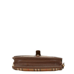 バーバリー ノバチェック シャドーホース ワンショルダーバッグ ベージュ ブラウン キャンバス レザー レディース BURBERRY 【中古】