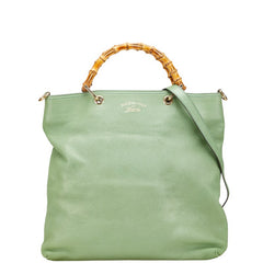 グッチ バンブー ハンドバッグ ショルダーバッグ 2WAY 323663 グリーン レザー レディース GUCCI 【中古】