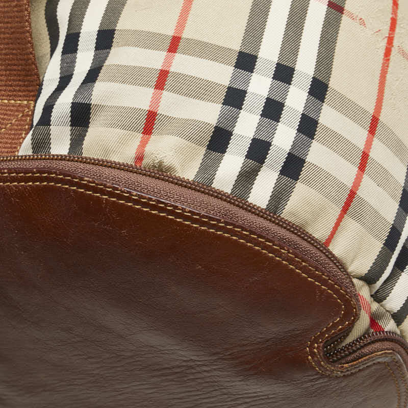 バーバリー ノバチェック シャドーホース ワンショルダーバッグ ベージュ マルチカラー キャンバス レザー レディース BURBERRY 【中古】