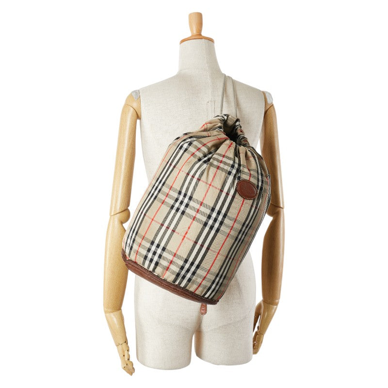 バーバリー ノバチェック シャドーホース ワンショルダーバッグ ベージュ マルチカラー キャンバス レザー レディース BURBERRY 【中古】